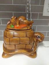 California Originals Tortoise and Hare Cookie Jar Rabbit & Turtle Vintage 1970's picture