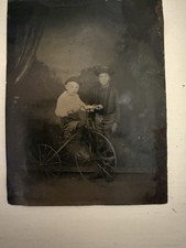 Tintype of two Boys and an Early Tricycle 1860’s  picture