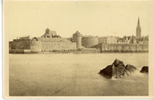 E.Oblin, France, Saint-Malo, La plage Bon-Secours vintage albumen print, card picture