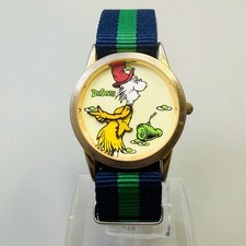 Vintage 1997 Dr Seuss Green Eggs And Ham Time Tickers Moving Arms Wristwatch EUC picture