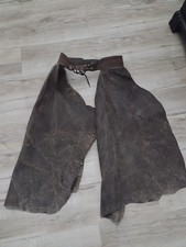Vintage Cowboy Chaps Leather Worn Brown Western Collectible Decor Or Use Leather picture