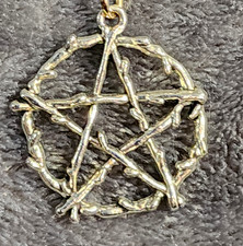 Silver Tone Pentacle Pentagram Pendant Necklace with Chain Wicca Pagan picture