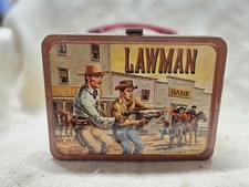 VINTAGE 1961 LAWMAN METAL LUNCHBOX No THERMOS - TV Western John Russell VG COND picture