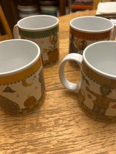 Vintage Debbie Mumm Sakura 1990s Nostalgia Halloween Mugs COMPLETE SET of 4 picture