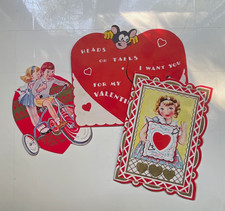 Vintage Valentine’s Day Greeting Cards Lot Die-Cut Assorted Heart Shapes picture