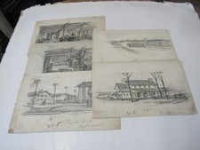 Five Pencil Sketches of Camp Upton Made During World War I picture