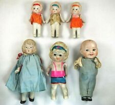 Very Fine Lot of 6 Miniature Japan made Bisque Dolls in Dress Circa 1930's picture