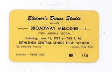 Vtg Advertising Ephemera Eleanor's Dance Studio Recital Bethlehem Albany NY '63 picture
