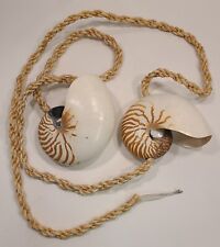 2 Large Nautilus Sea Shells Braided Hanging Rope Electric Lamp picture