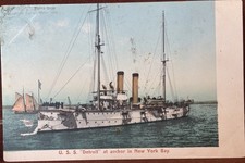 Original 1909 USS Detroit C-10 Spanish-American War New York Bay Posted Postcard picture