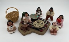 Vintage Native American Pueblo Southwest Clay Storyteller Diorama 8pc Lot Mini picture