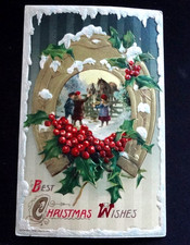 John Winsch Vintage Embossed Christmas Card 1910 picture
