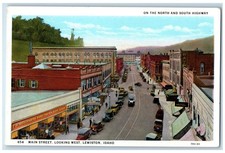 Lewiston Idaho ID Postcard Main Street Looking West Birds Eye View c1920 Vintage picture