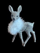 Vintage Inscha Deko German Christmas Deer Glitter Figurine Handmade in Germany picture