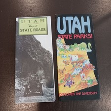 Vintage Lot of 2 Utah Travel Maps: UDOT State Roads & State Parks Guide picture