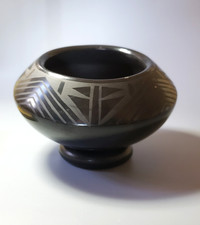 Blue Corn Crucita Calabaza San Ildefonso Pueblo Pottery Blk Bowl Sacred Mountain picture