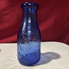 VTG Liberty Milk Co Cobalt Blue Bottle Buffalo NY One Pint Lady Liberty picture