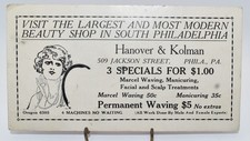 Vintage advertising ink blotter - Hanover and Kolman - Philadelphia 1920's picture