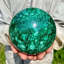 3.54LB Rare Natural Malachite quartz hand Carved sphere Crystal Healing Gem ball picture