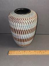 VTG HANDARBEIT GERMANY 54-48 MARKED UNGLAZED TEXTURED POTTERY CERAMIC VASE picture