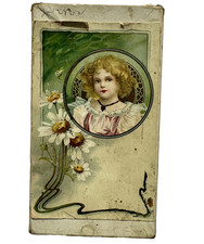 Antique Cardboard Box Treasure Pencil Lorna Name Blonde Victorian Art Nouveau picture