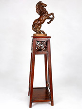 Vintage Austin Sculpture Rearing Stallion Horse Bronze Finish w/ Wood Stand picture