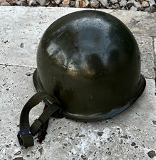 Vintage WWII US Army Vigilantia Field Artillery Green Steel Combat Helmet Liner picture