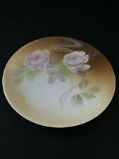  Vintage R S Germany Plate Handpainted Flower Pink Rose 6.5 inch diameter picture