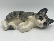 Vintage Winstanley Cat Size 1 Tabby Kitten Lying on Back Glass Eyes Saks Label  picture