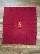 Vintage Wool Illinois State University Maroon Wool Blanket Amanda Woolen Mills  picture