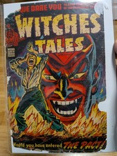 WITCHES TALES #19 Elias Devil Cover ONLY Pre-Code Horror 1953 Harvey READ DESC picture