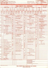 1966 CHEVY ll and CORVAIR ORDER FORM Mfg Retail Window  ON 65 lb paper COPY picture