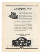 1921 Lycoming Motors Co. Ad: Appealing Quality in a Four Cylinder - Williamsport picture