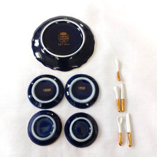 LOT VTG IMPERIA CASTEL LIMOGES Porcelain 22kt Mini Plates and Knives Spoons picture