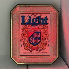 Vintage Heileman Old Style Light Beer Illuminated Backbar Sign 1983 Glass picture