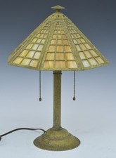 BRADLEY & HUBBARD Overlay Slag Glass Lamp Arts & Crafts  B&H circa 1910 picture