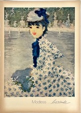 Suzanne Eisendieck Drawing Impressionist painter Blue Vtg Print Magazine Ad 1948 picture