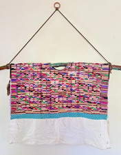 Vintage Guatemalan Huipil Textile • Handwoven Embroidered Panel • Boho Wall Art picture