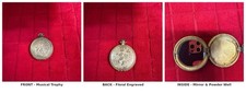 Vintage Gold Tone Pocket Watch Locket Photo Compact Musical Engraved picture