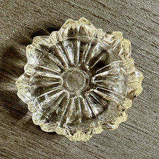 Clear Pressed Glass Open Salt Cellar Dish Round Ribbed Scalloped Rim picture