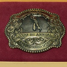2009 Gist Brass Belt Buckle 1st Annual Golf Tournament Grand Champion Award NIB picture