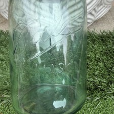 Antique Ball Mason Triple L Aqua Blue Quart Jar J Base 1900-1910 Bubbles picture