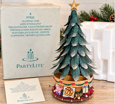 PartyLite Glowing Christmas Tree P7920 Musical Rotating Tealight Holder w Box picture