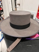 VINTAGE MANUEL CONDE G TOLEDO GRAY FELT FLAT TOP SOMBRERO FROM SPAIN  picture