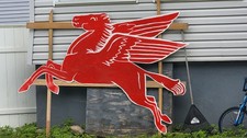 Large Mobil Pegasus Metal Fantasy Sign 1947 Socony Fire Red Paint On Old Metal picture