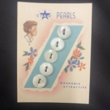 Vintage Star Pearls White Pearlized Buttons Original Card picture