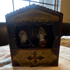 Vintage 1884 Shepard hardware co punch & Judy cast iron mechanical bank picture