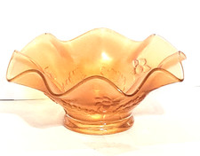 VTG Dugan Carnival Glass Bowl Marigold Daisy Leaf Width 6.5 in picture