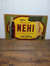 Vintage Metal Nehi Drink Genuine Soda Advertising Sign picture