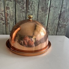 Beautiful Vintage Copper Cloche Or Butter Dish Weighted Bottom Gold Tone Knob picture